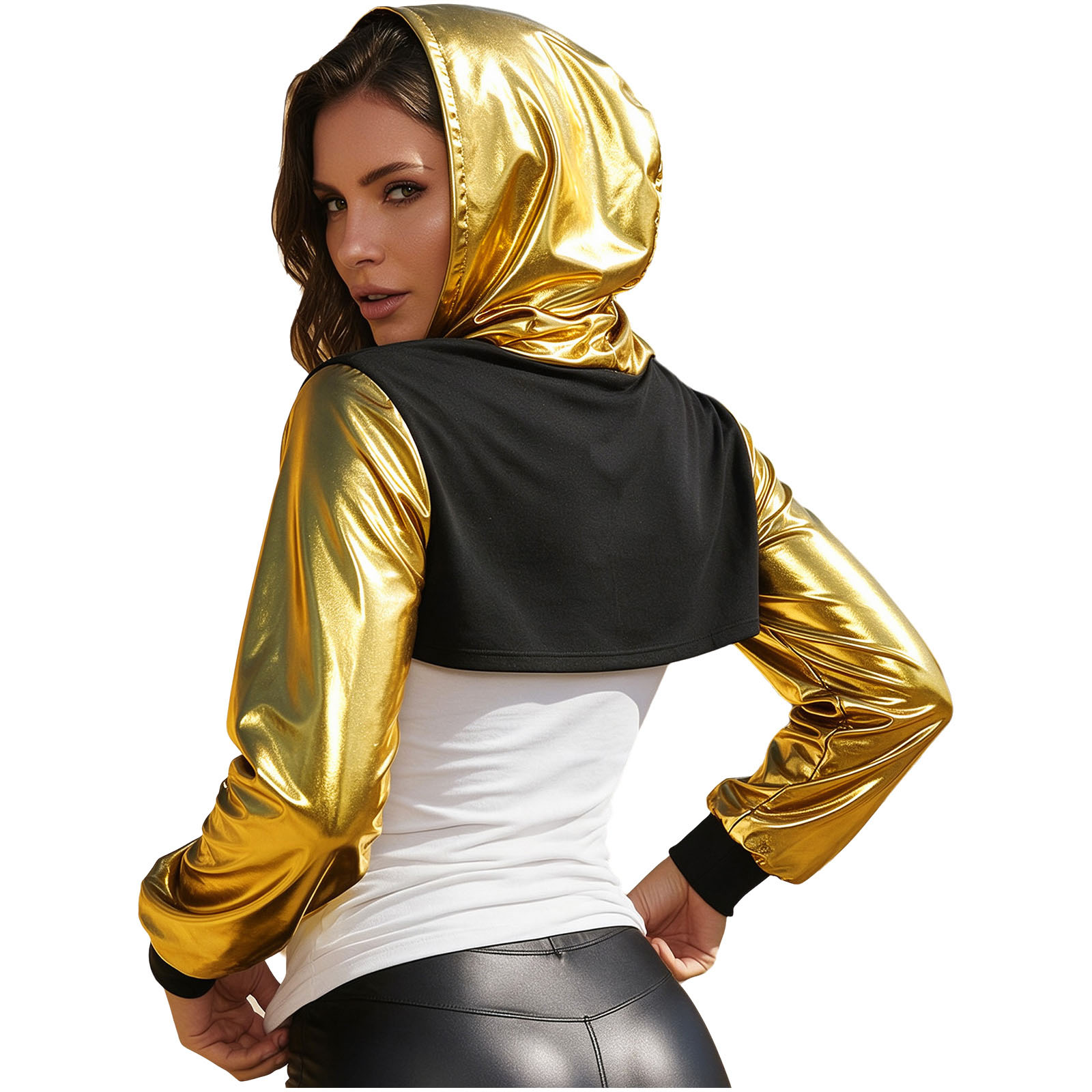 Womens Metallic Cropped Hoodie - Music review and price