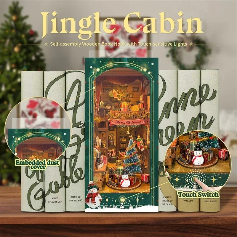 Merry Christmas DIY Wooden Boo - Diy Wooden Book Nook Kit Shelf Insert review and price