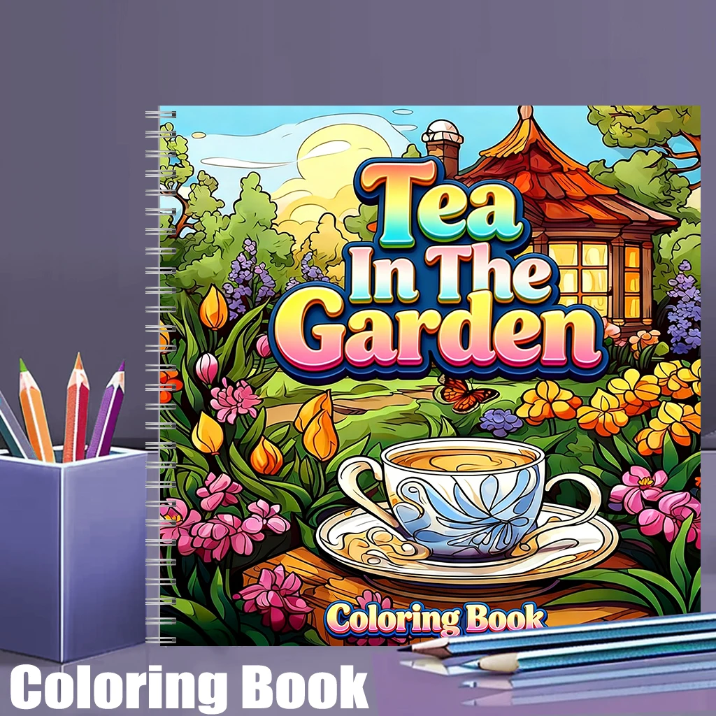 Tea In The Gardens Coloring Bo - Adult Coloring Book Stress Relief review and price